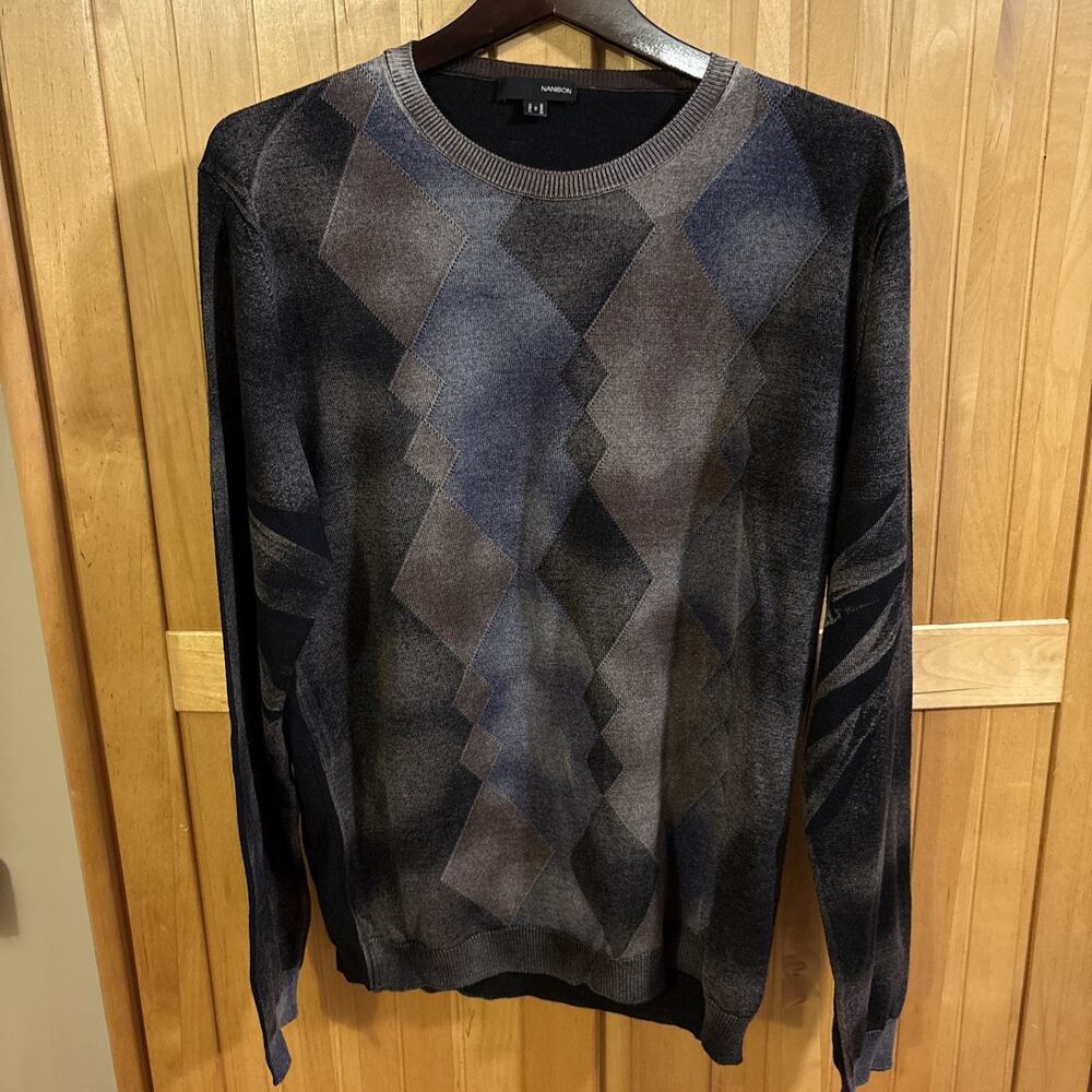 Vintage 90s Nani Bon Mens Crewneck Pullover Argyle Diamond Pattern Sweater